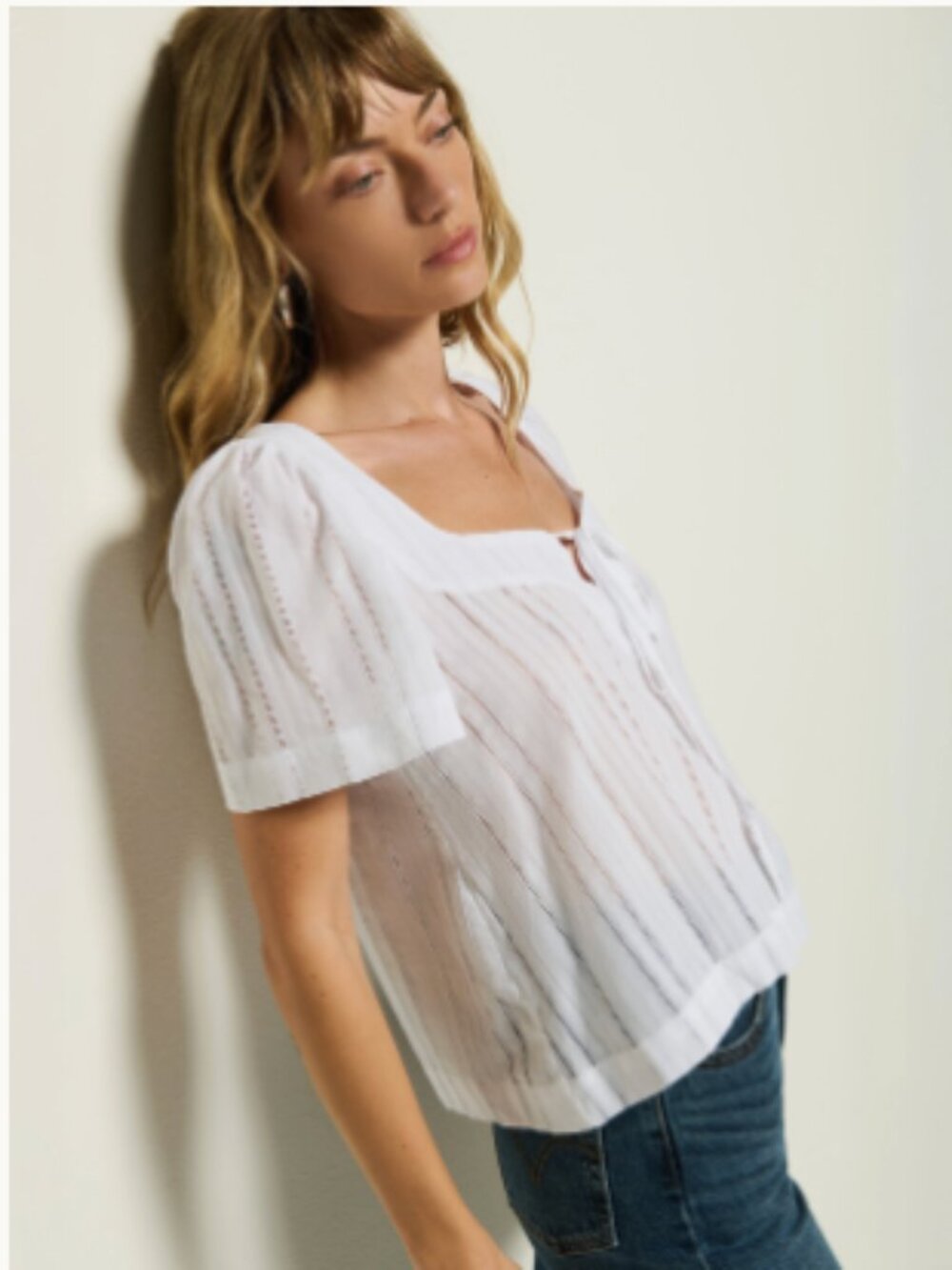 Nation LTD White Cotton "Vanity" Tie Top, size XS